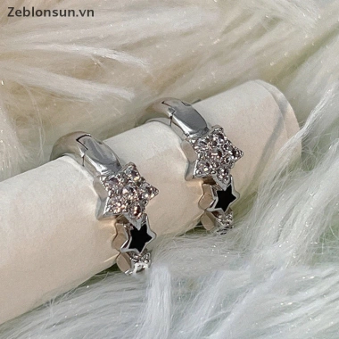 Khóa tai Retro Zircon Pha lê Pentagram Ngôi sao - Bông tai nữ thời trang, quà tặng 40k