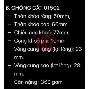 Khóa Treo Việt Tiệp 1.502 - Chống Cắt Gọng Thép, Bảo Mật Cao, Giá 211.254 VND 7