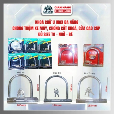 Khoá U INOX GoFurther - Chống trộm cho xe máy, xe đạp điện, ô tô, giá ưu đãi 125.000₫