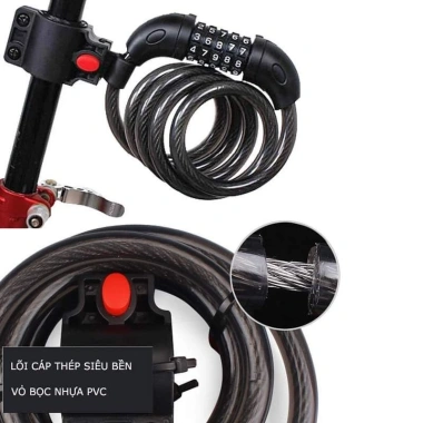 Khóa xe đạp cao cấp lõi thép không cắt, chống trộm, đổi mật khẩu, nhiều màu sắc 8 Khóa xe đạp cao cấp lõi thép không cắt, chống trộm, đổi mật khẩu, nhiều màu sắc 8
