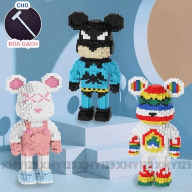Khối xây dựng đồ chơi lắp ráp nhân vật hoạt hình lớn, búa mô hình Gấu Bears cho bé, giá chỉ 160.000₫