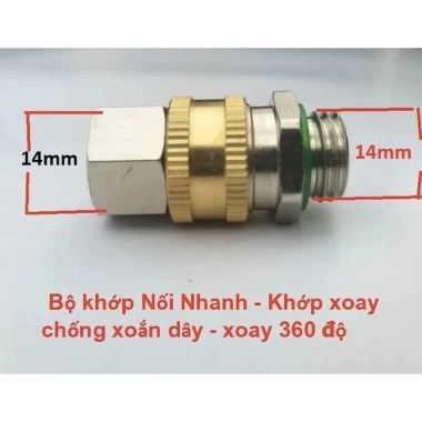 Khớp nối nhanh xoay 14mm chống xoắn, thích hợp dây phun rửa xe - Giá chỉ 30.400₫
