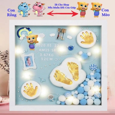 Khung ảnh in dấu chân tay bé - Quà tặng ý nghĩa cho bé thôi nôi, đầy tháng, giá ưu đãi 100k 6