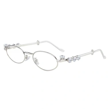 Khung kính gọng nhỏ dây vàng bầu dục, kim cương, kính râm chống ánh sáng xanh - 102.600₫ 5