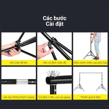 Khung treo phông nền U size rộng – Chụp ảnh, quay video, lookbook, livestream, tặng 4 kẹp + túi, giá 196.460₫
