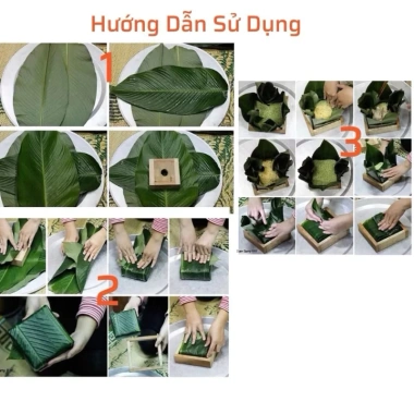 Khuôn bánh chưng set 2 trong 1 khung gỗ đa kích thước 10‑20cm - Giá 22.000₫