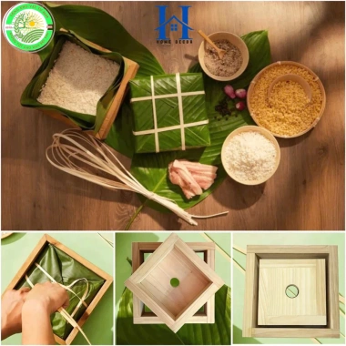 Khuôn bánh chưng vuông thông minh gỗ tự nhiên, an toàn sức khỏe - Giá 47.000đ