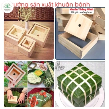 Khuôn bánh chưng vuông thông minh - Gỗ tự nhiên an toàn sức khỏe, giảm còn 47.000đ