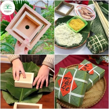 Khuôn bánh chưng vuông thông minh gỗ tự nhiên, tiện lợi, giảm còn 45.900đ