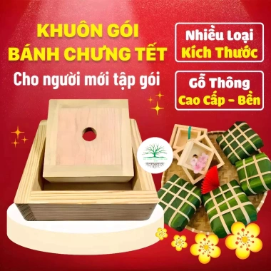 Khuôn bánh chưng vuông thông minh gỗ tự nhiên, tiện lợi, giảm còn 45.900đ