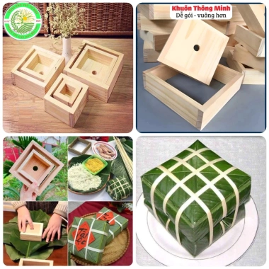 Khuôn bánh chưng vuông thông minh gỗ tự nhiên - Tiết kiệm không gian, giá 47.000 VND