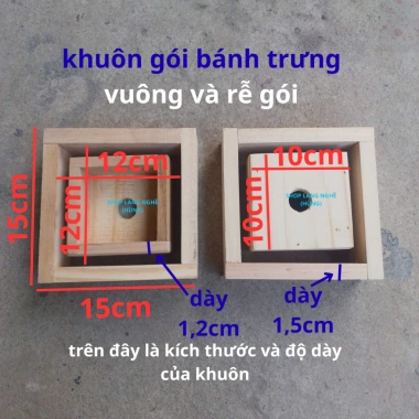 Khuôn bánh trưng vuông thông minh gỗ tự nhiên, kích thước chuẩn, bày đĩa Tết đẹp