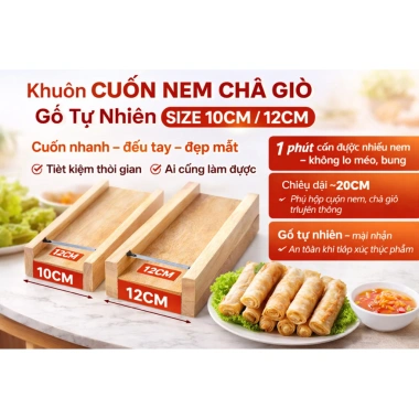 Khuôn Cuốn Nem Chả Giò Gỗ Tự Nhiên - Dụng Cụ Cuốn Nem Nhanh, Đều, Đẹp, Giá ưu đãi 65k