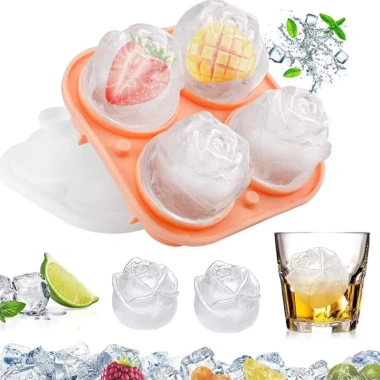 Khuôn Đá Viên Silicone 4 Lưới Hình Hoa Hồng - Tạo Đá Lạnh Sáng Tạo, Giá Ưu Đãi 26.400₫