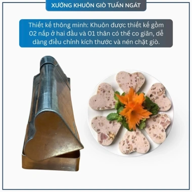 Khuôn giò chả hình trái tim inox 430 không gỉ, điều chỉnh ép 0,5-0,6kg - Đẹp tiện lợi 3