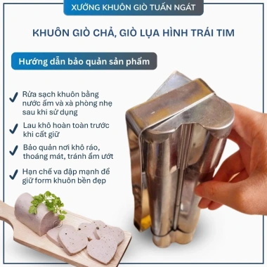 Khuôn giò chả hình trái tim inox 430 không gỉ, điều chỉnh ép 0,5-0,6kg - Đẹp tiện lợi 5