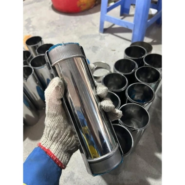 Khuôn Giò Chả Inox - Giò Lụa Tròn 500g ĐK 6cm Cao 21cm, Kèm Đai Kẹp, Giá 49.000 VND 2