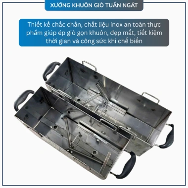 Khuôn giò xào chữ nhật inox 430 không gỉ, vít ép đa năng 3-10kg, giá ưu đãi 440k