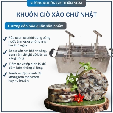 Khuôn giò xào inox 430 cao cấp chữ nhật 3kg - ép chặt, bền chắc, giá ưu đãi 525k