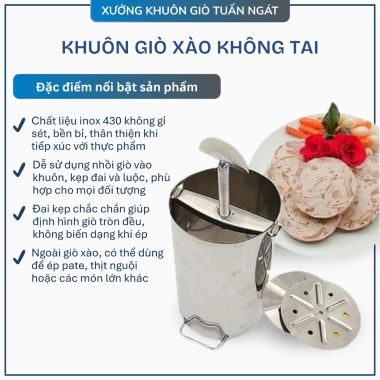 Khuôn giò xào không tai inox 430 - Gọn nhẹ, bền, chịu nhiệt, dễ vệ sinh, an toàn, giá 32.000đ