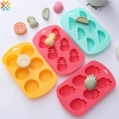 Khuôn Kẹo Chống Dính 6 Lưới Trái Cây Silicon - Đá Khay Thực Phẩm Nướng Sô Cô La Khuôn Cứng