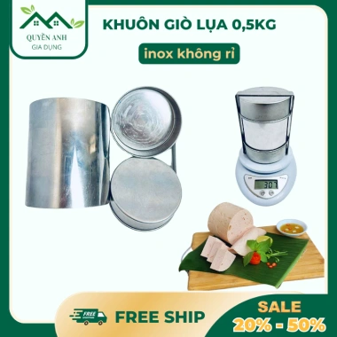 Khuôn làm giò lụa nắp thụt inox 0,5kg - Chất lượng tốt, giá chỉ 55.000 VNĐ