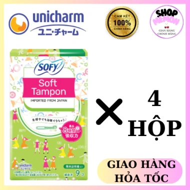 Khuyến mãi Băng vệ sinh Sofy Tampon 9 ống - 4 hộp, siêu mềm, bảo vệ 24h, chỉ 202.994₫