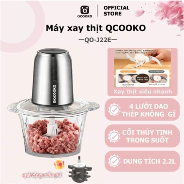 Khuyến mãi Máy xay thịt QCOOKO QO-J22E 2.2L inox SUS304 4 lưỡi dao 389.000 VND