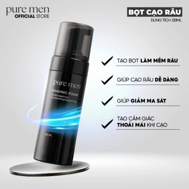 Khuyến mãi nước hoa: Kem Bọt Cạo Râu Nam Thuần Chay Pure Men 120ml - Dưỡng ẩm, Mềm râu, Sáng da, Giá chỉ 109.000 VND