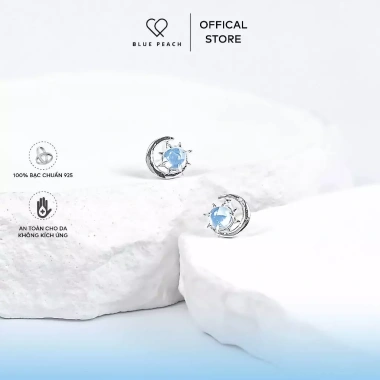 Khuyên Tai Bạc 925 Blue Peach KT Sun In Moon - Moonstone KT721 Giá Ưu Đãi 329,000₫