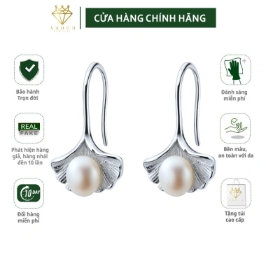 Khuyên tai bạc 925 lá sen ngọc ngọt ngào - Giá ưu đãi 369.000đ AROCH Jewelry