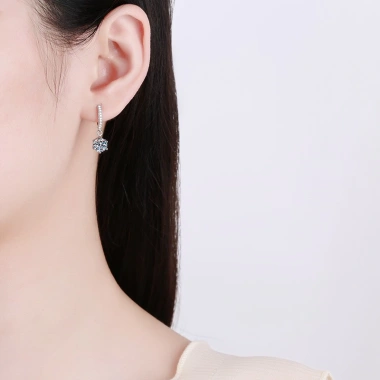 Khuyên tai bạc 925 mạ vàng trắng vòng tròn chốt bấm dáng rơi mặt vuông - DUYSON SILVER (1 Đôi) giá 800.000₫