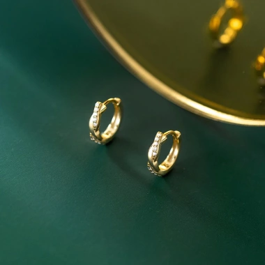 Khuyên tai bạc 925 nữ vòng xoắn đính đá, bông tai mạ vàng cao cấp DUYSON SILVER - Giá ưu đãi 160.000 VND