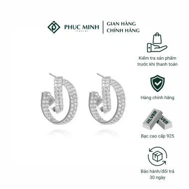Khuyên tai bạc nữ 925 PMJ Đính đá lấp lánh Cenric Phúc Minh PMJS475K - 419.000đ