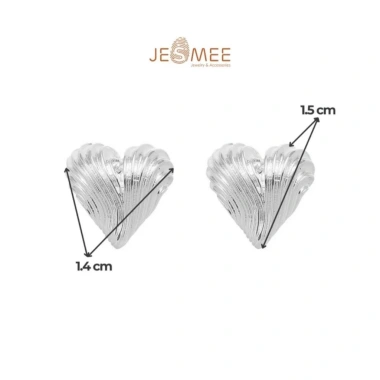 Khuyên tai bạc nữ hình trái tim Jesmee Eros chạm khắc gân sọc - Giá ưu đãi 289k