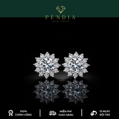Khuyên Tai Bạc Nữ Hoa Hướng Dương Xi Vàng Trắng 6,5 Ly - PENDANT Giảm Giá 249k