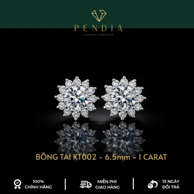 Khuyên Tai Bạc Nữ Hoa Hướng Dương Xi Vàng Trắng 6,5 Ly - PENDANT Giảm Giá 249k