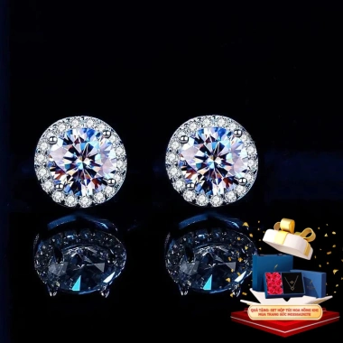 Khuyên tai bạc nữ Phuc Minh Jewelry PMJ189K đính đá kim cương Moissanite cao cấp, sang trọng - Giảm giá 22% chỉ 1.089.000₫