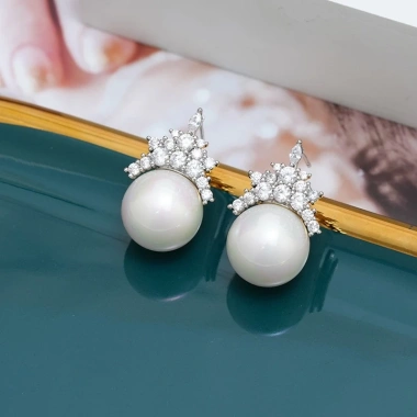 Khuyên tai bạc nữ PMJ 925 đính đá mặt ngọc trai - Tami Phúc Minh, chỉ 329k 5
