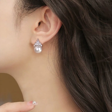 Khuyên tai bạc nữ PMJ 925 đính đá mặt ngọc trai - Tami Phúc Minh, chỉ 329k 7