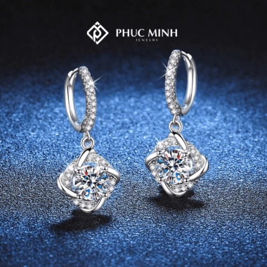 Khuyên tai bạc nữ PMJ Yona cao cấp đính đá sang trọng 559.000 VND Phuc Minh