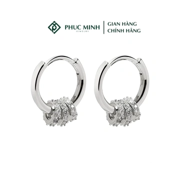 Khuyên tai bạc nữ PMJ93 vòng tròn nạm đá san - Thanh lịch, chỉ 439.000₫