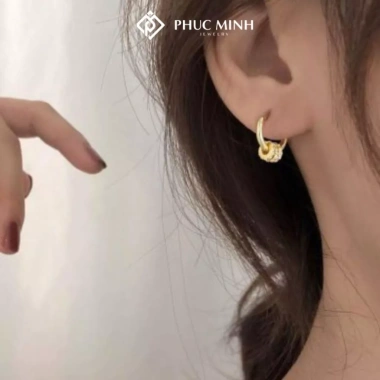 Khuyên tai bạc nữ PMJ93 vòng tròn nạm đá san - Thanh lịch, chỉ 439.000₫