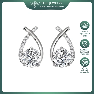Khuyên tai bạc nữ TLEE Aven đính đá lấp lánh - Thiết kế tinh tế, giá ưu đãi 468.000 VND