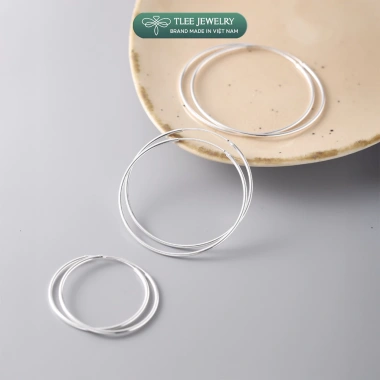 Khuyên tai bạc nữ TLEE bản to tròn trơn, size đa dạng, cá tính - chỉ 468k 5
