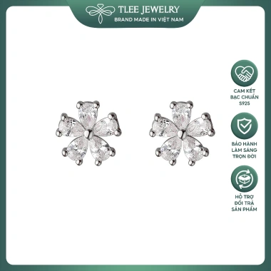 Khuyên tai bạc nữ TLEE bông hoa năm cánh - Nữ tính sang trọng, chỉ 182.000₫