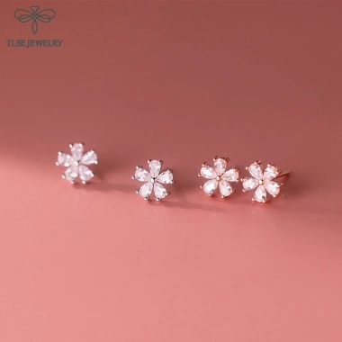 Khuyên tai bạc nữ TLEE bông hoa năm cánh - Nữ tính sang trọng, chỉ 182.000₫