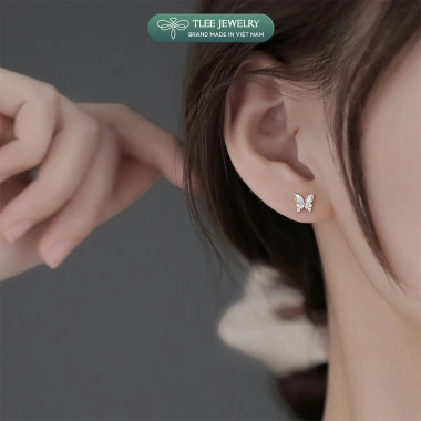 Khuyên tai bạc nữ TLEE - Bông tai cánh bướm lấp lánh, giảm còn 360.000đ 4