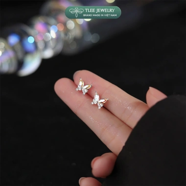 Khuyên tai bạc nữ TLEE - Bông tai cánh bướm lấp lánh, giảm còn 360.000đ 5