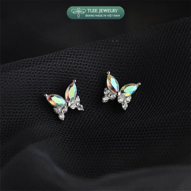 Khuyên tai bạc nữ TLEE - Bông tai cánh bướm lấp lánh, giảm còn 360.000đ 7